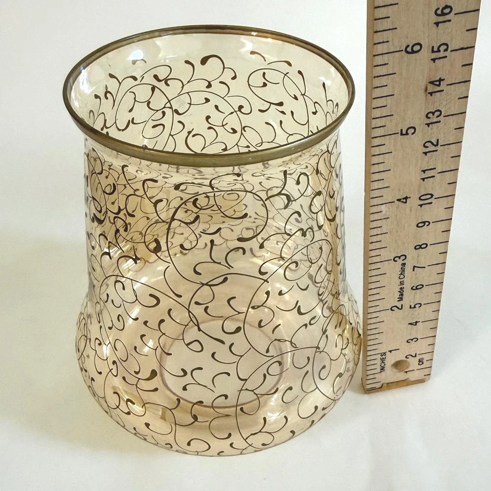 VINTAGE Pier 1 Jubilee Hand Blown Glass Hurricane Candle Holder Romania 14